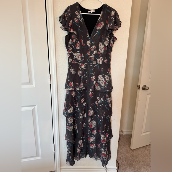 Willow & Clay Delilah Maxi Floral Hook and Eye Ruffle Dress Womens Size Large - Picture 2 of 9